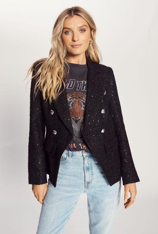 The Sequin Blazer - Black Sequin by We Are The Others - in 1/XS | SWAACE