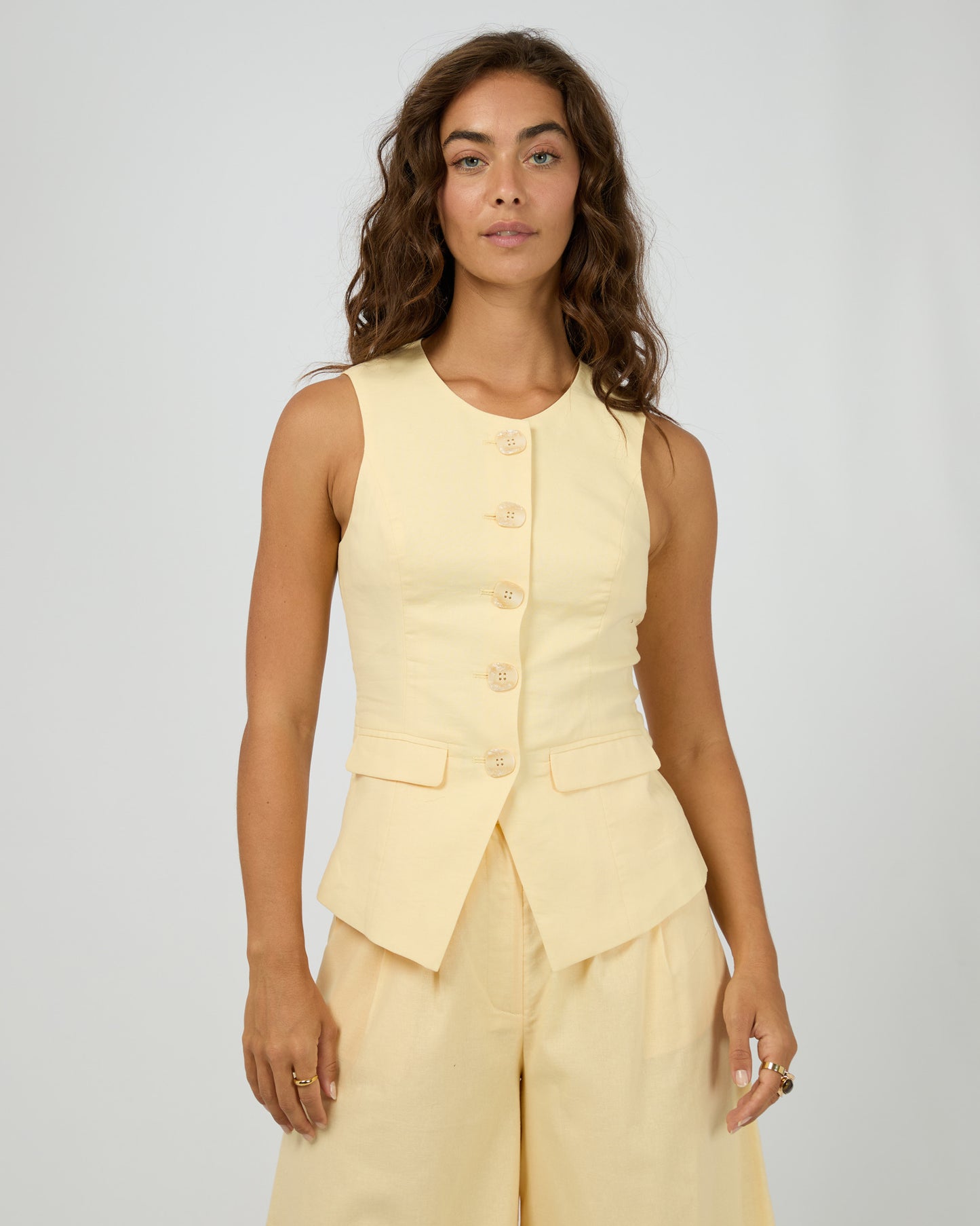 Alessa Linen Vest - Yellow