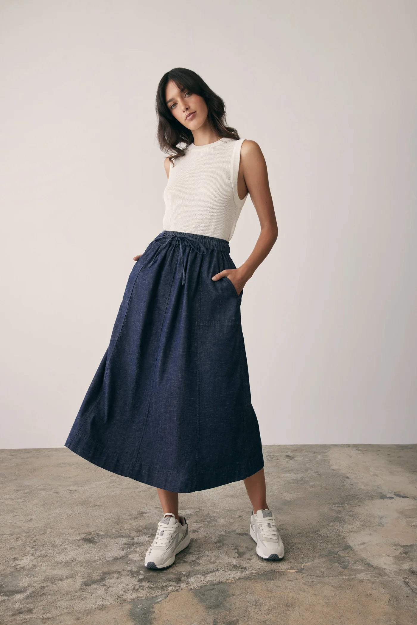 Revival Denim Skirt - Dark Denim Blue