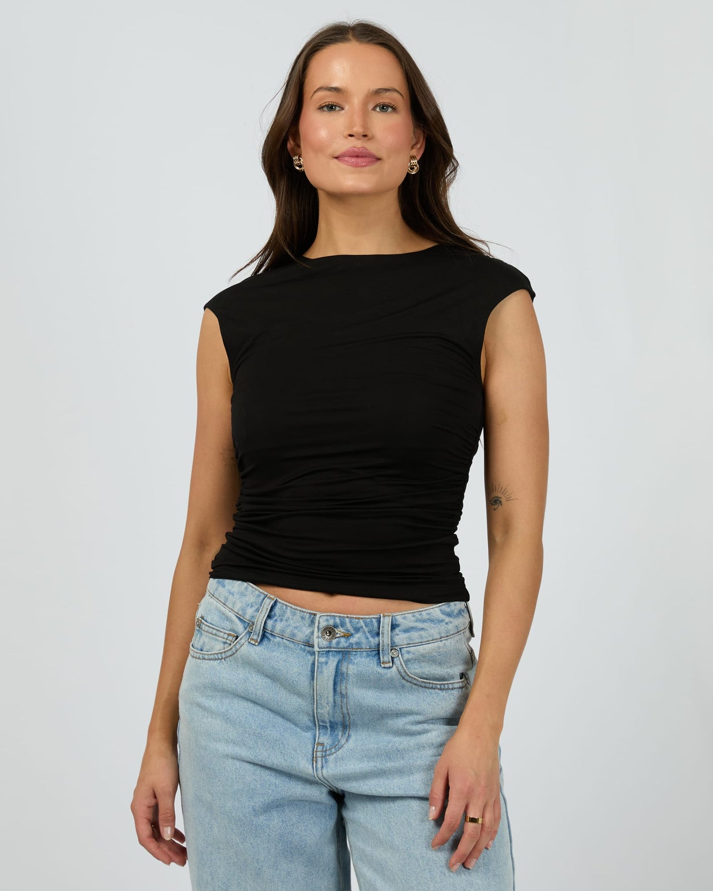 Evie Ruched Top - Black