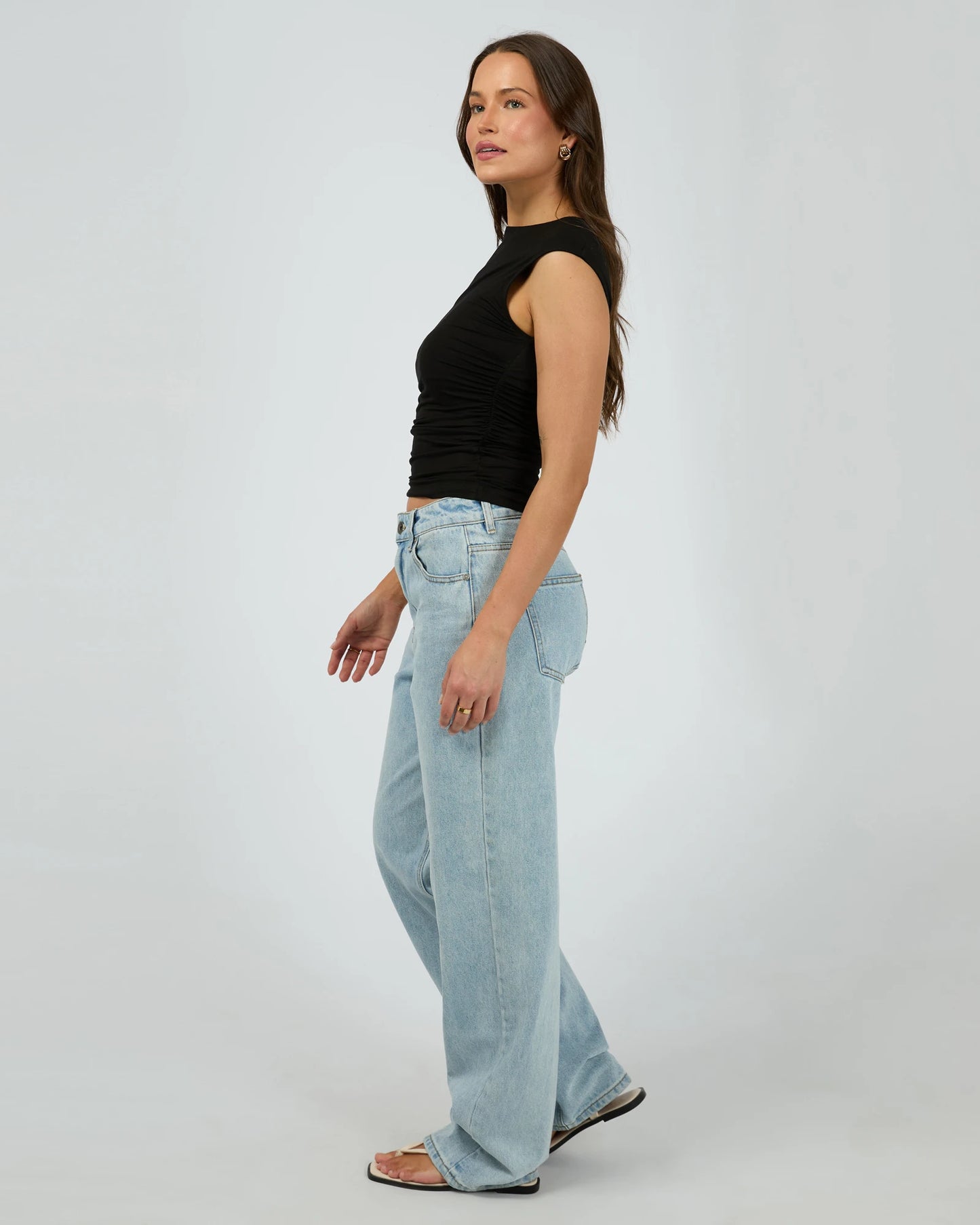 Evie Ruched Top - Black