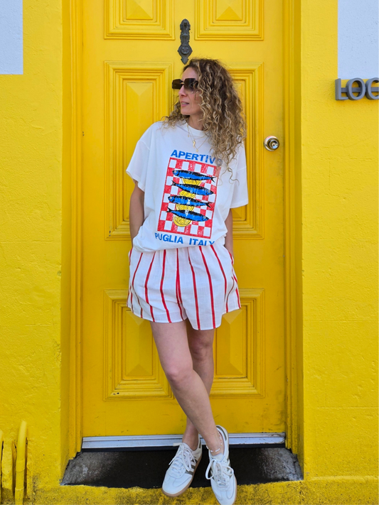 Aperitivo Puglia T- Shirt Set - White/Red - SWAACE Select