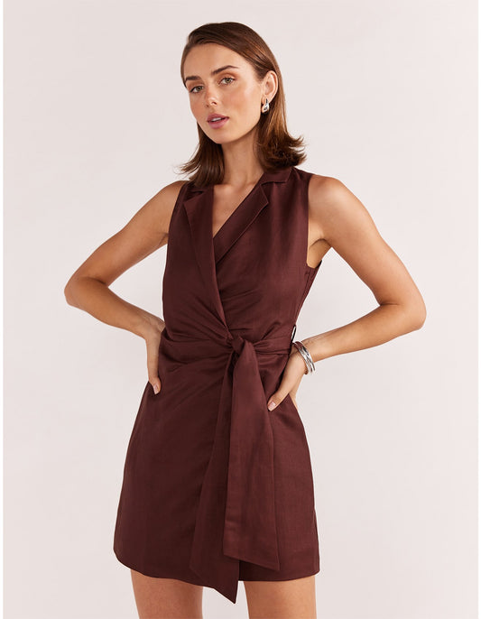 Ellison Wrap Mini Dress - Espresso