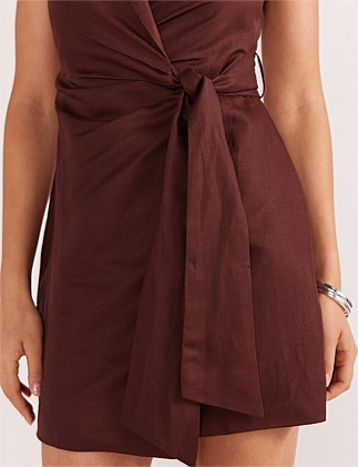 Ellison Wrap Mini Dress - Espresso