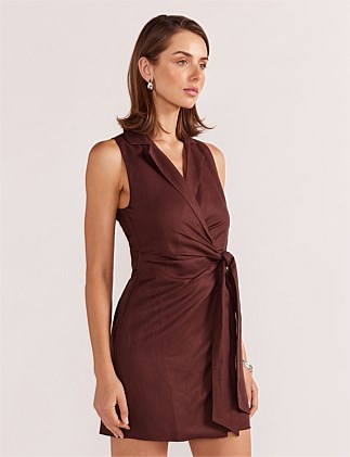 Ellison Wrap Mini Dress - Espresso