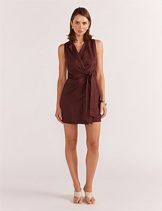 Ellison Wrap Mini Dress - Espresso