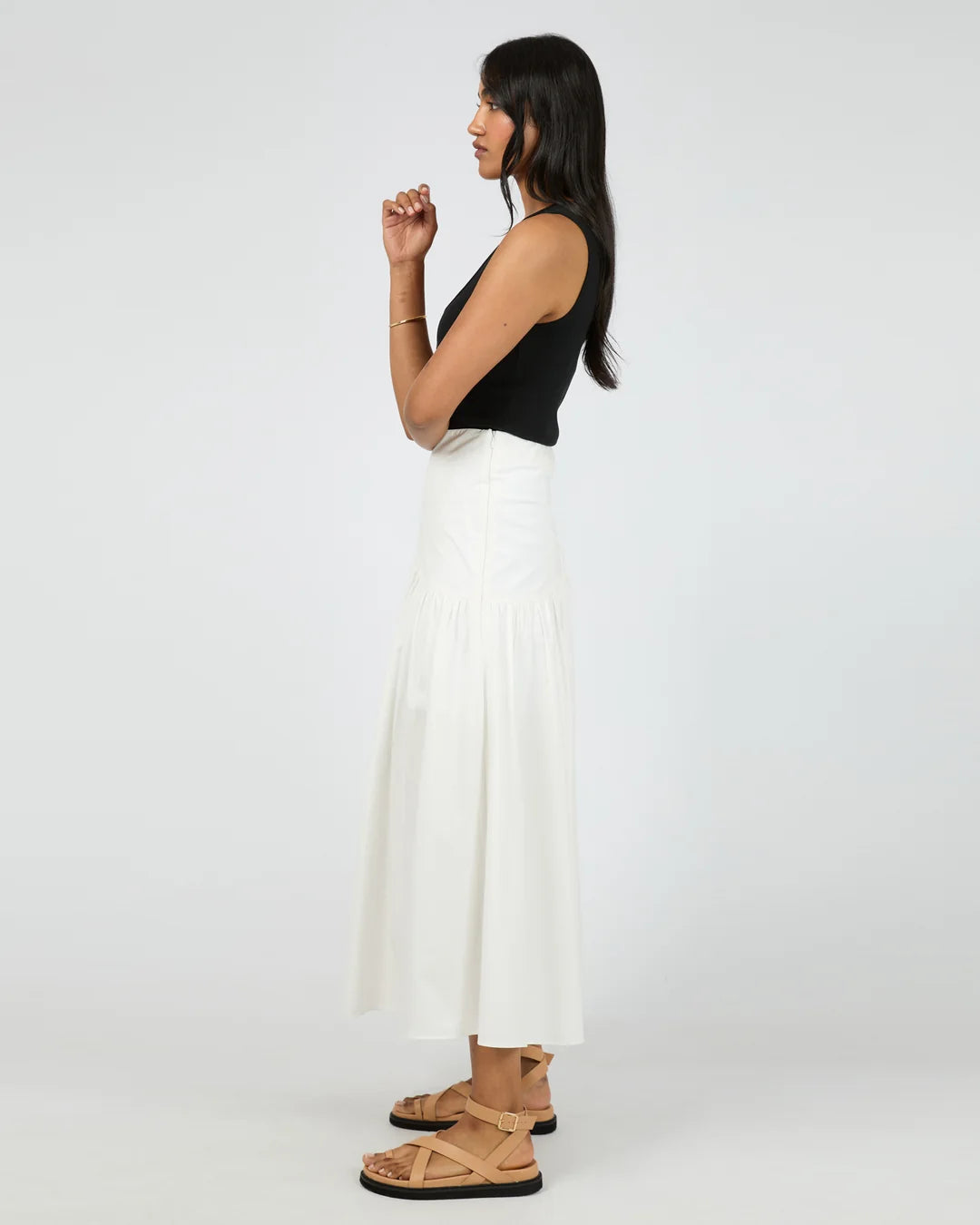 Essential Asym Maxi Skirt - White