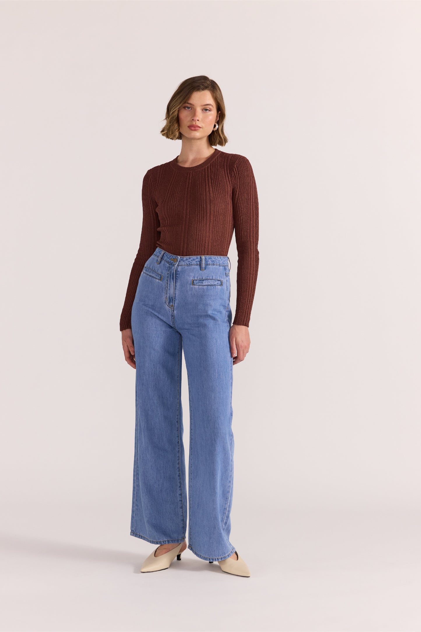 Luna Ribbed Knit Top - Nutmeg