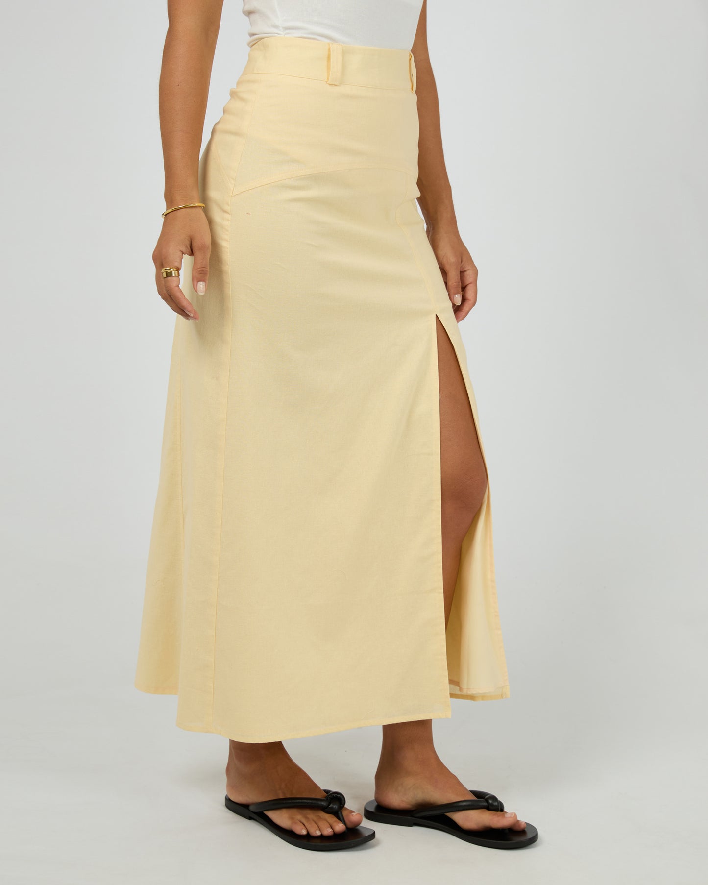 Alessa Linen Maxi Skirt - Yellow