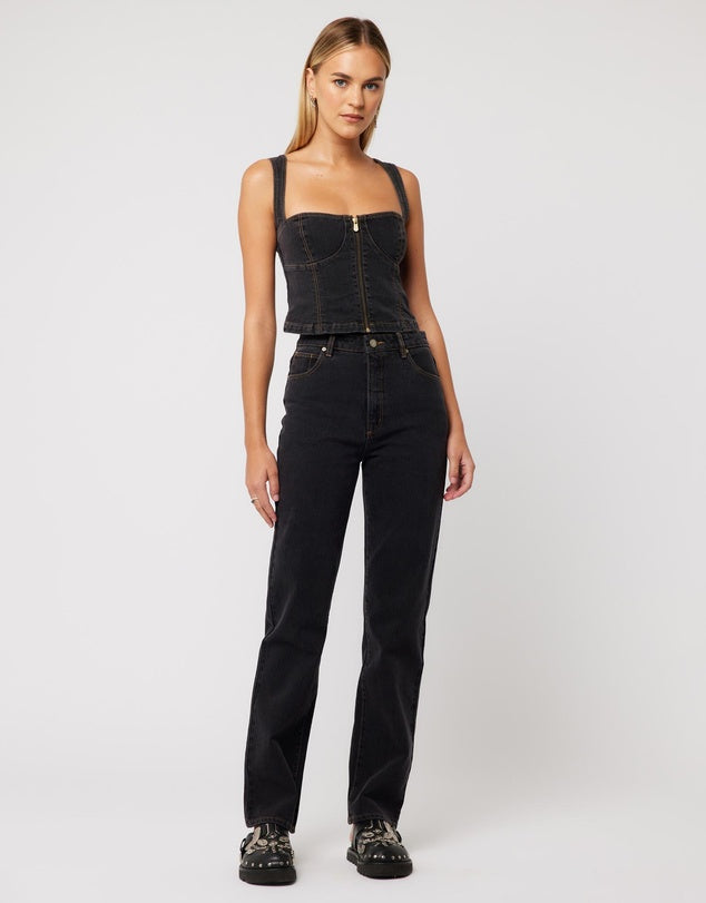 94 High Straight Cara Jeans - Washed Black