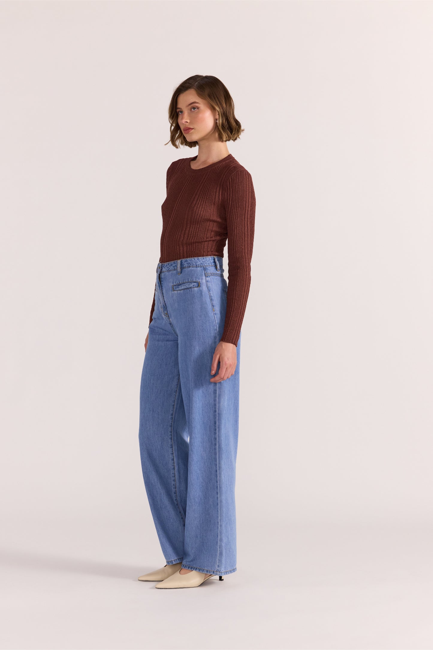 Luna Ribbed Knit Top - Nutmeg