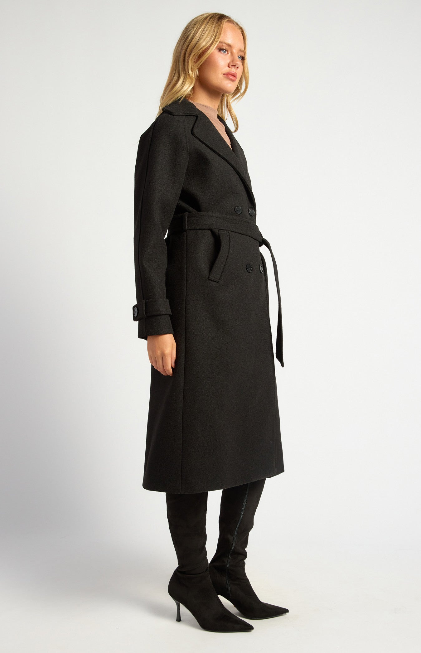 Heavyweight Felt Raglan Sleeve Coat - Black
