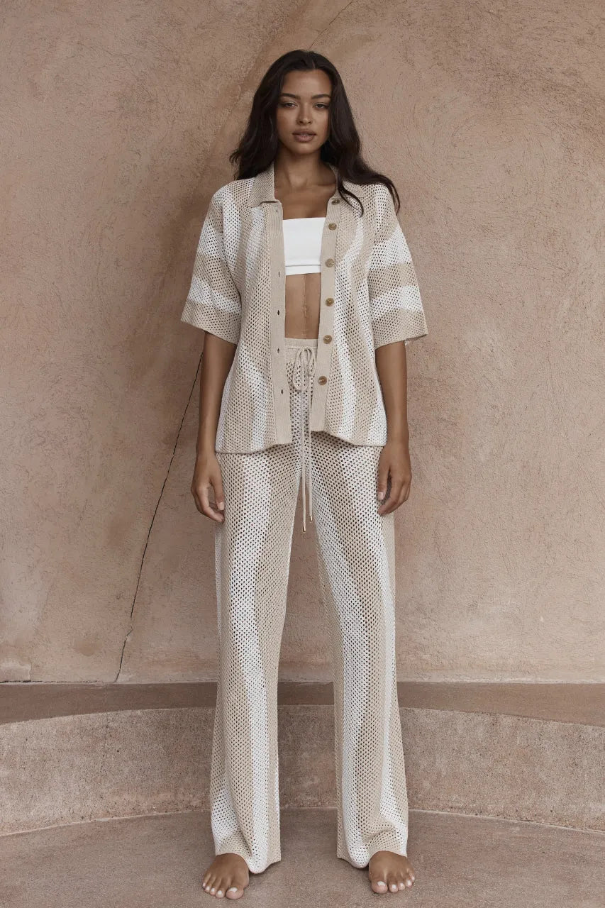 Zanzibar Top & Pant Set - Sand/White by Seven Wonders - in XS | SWAACE