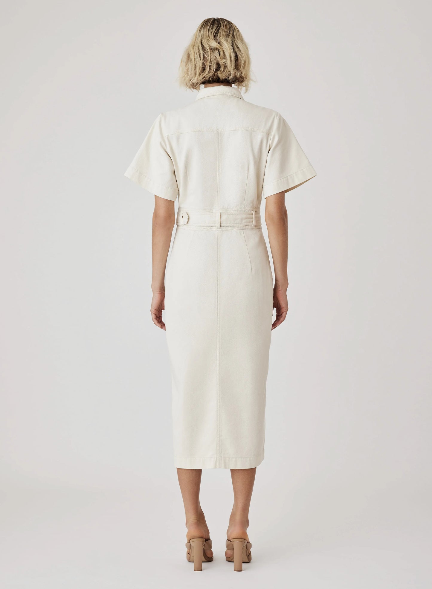 Kokomo Denim Midi Dress - Ivory by Esmaee - in XS | SWAACE