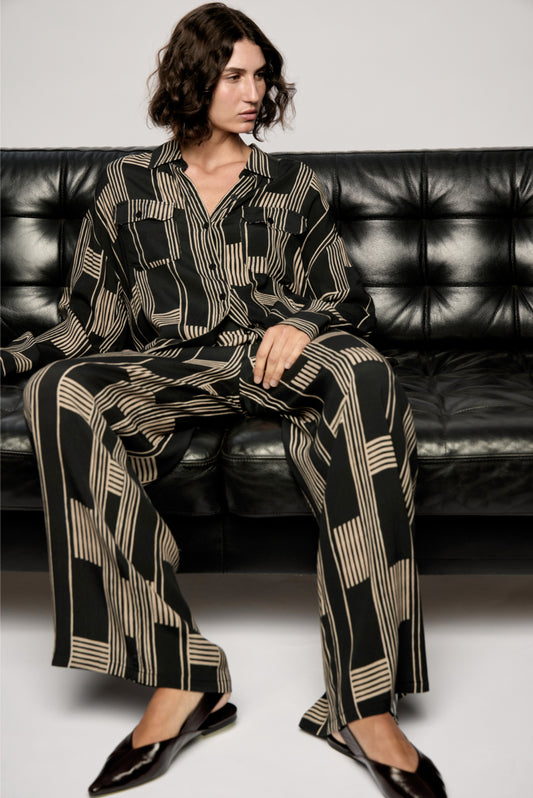 Marina Drawstring Pants - Spliced Stripe