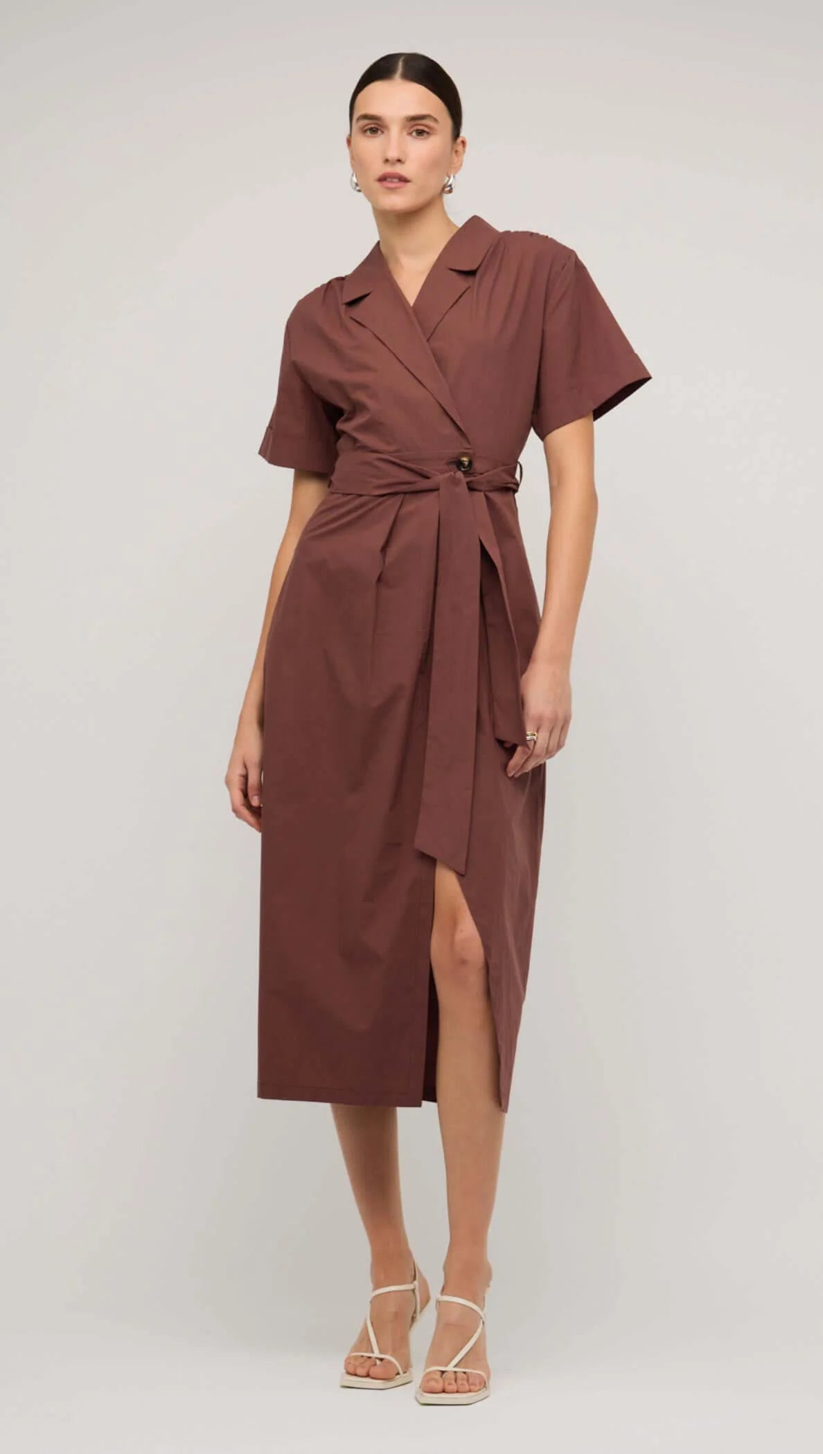 Ishtar Wrap Shirt Dress - Chocolate