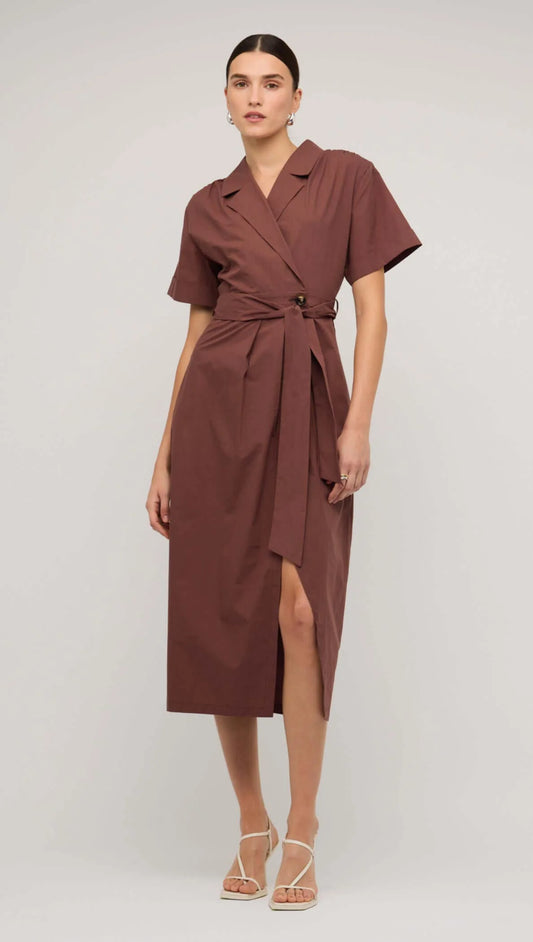 Ishtar Wrap Shirt Dress - Chocolate