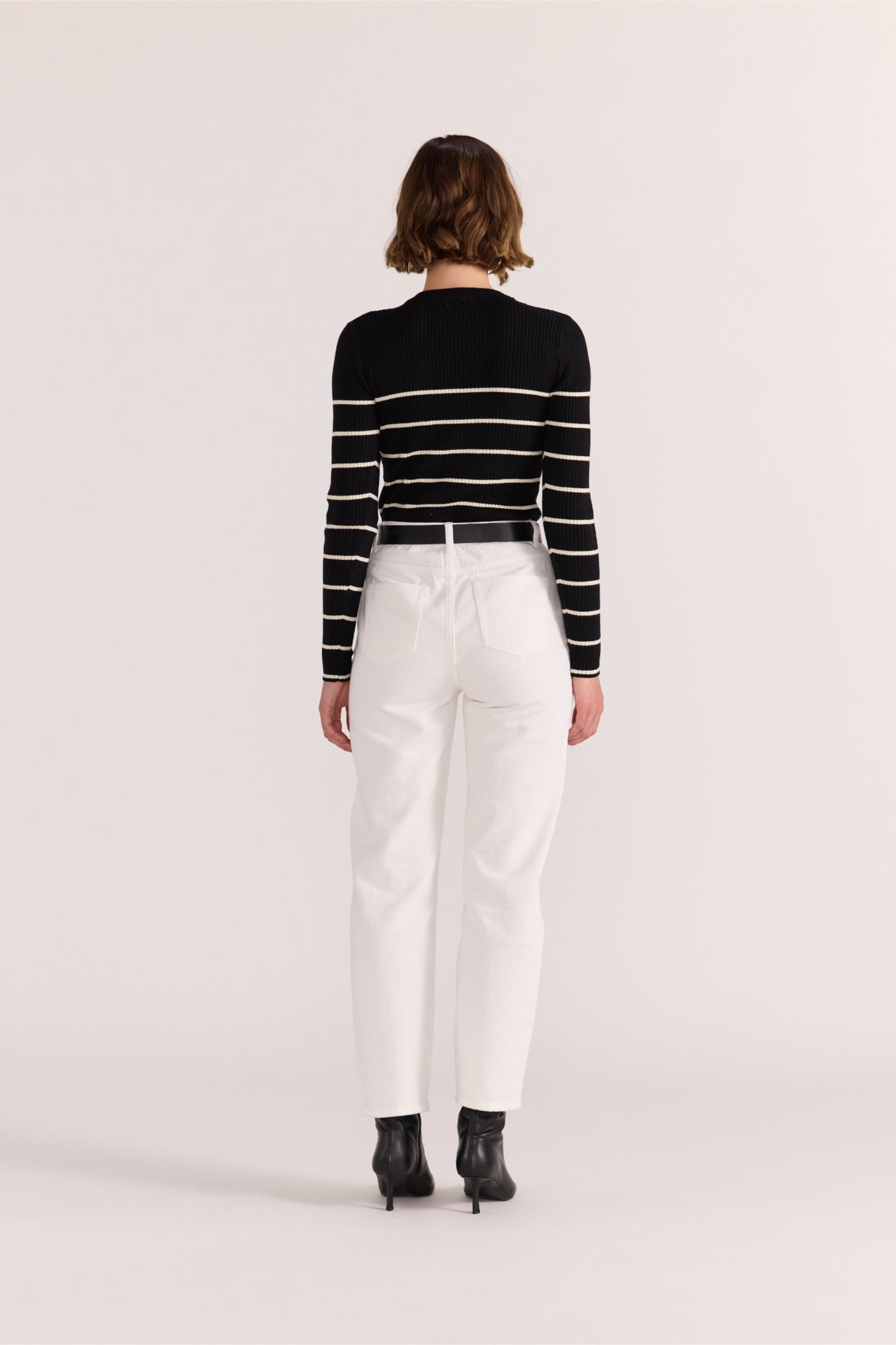 Freya Stripe Knit Top - Black/White Stripe