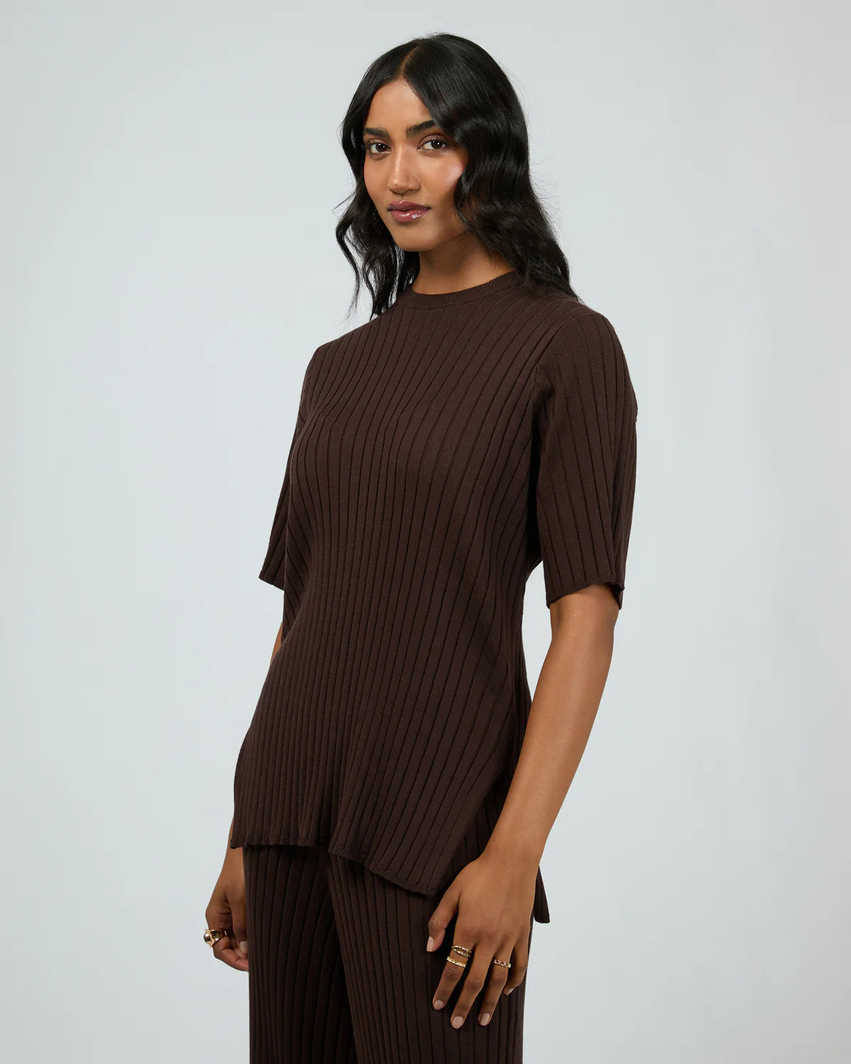 Bianca Knit Tee - Brown
