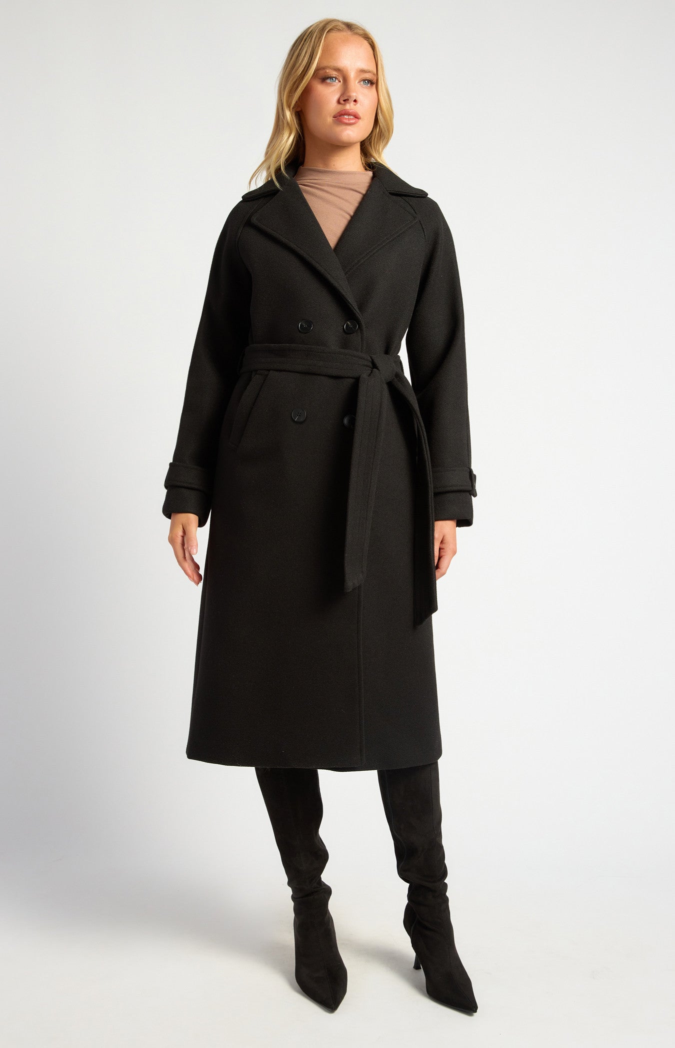 Heavyweight Felt Raglan Sleeve Coat - Black