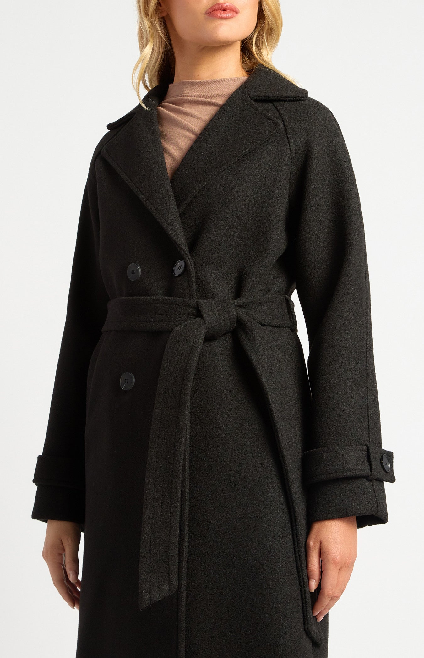 Heavyweight Felt Raglan Sleeve Coat - Black