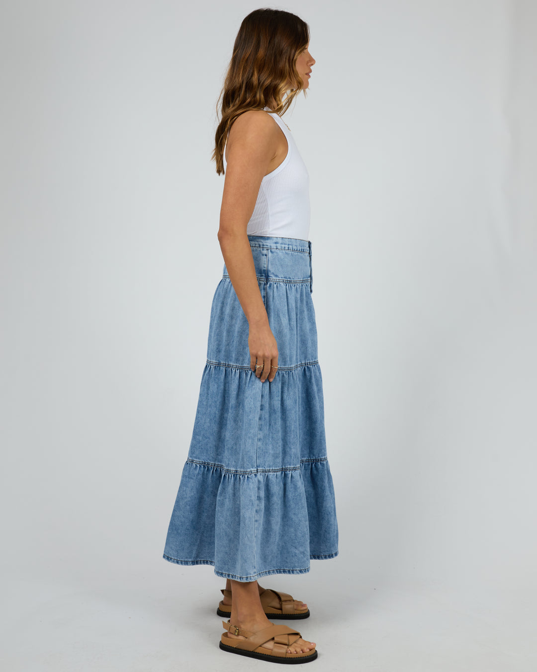 Coco Denim Maxi Skirt - Light Blue
