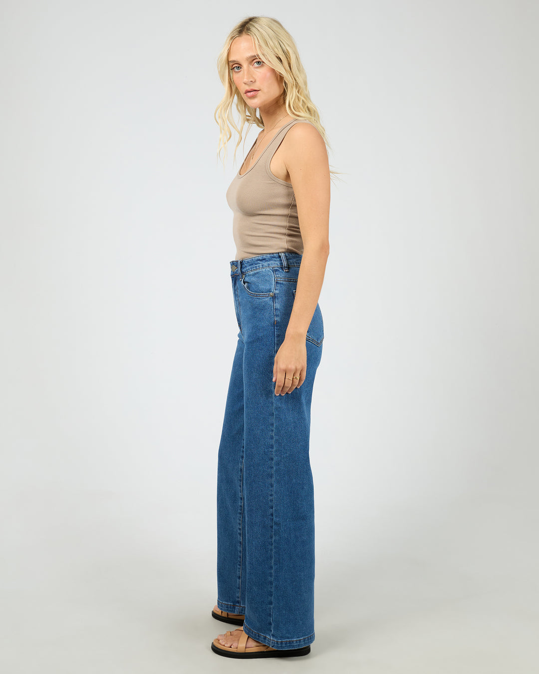 Washed Rib Scoop Neck Tank - Stone