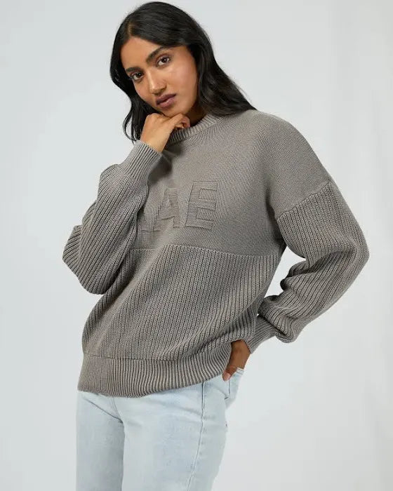 Vital Washed Knit Crew - Charcoal