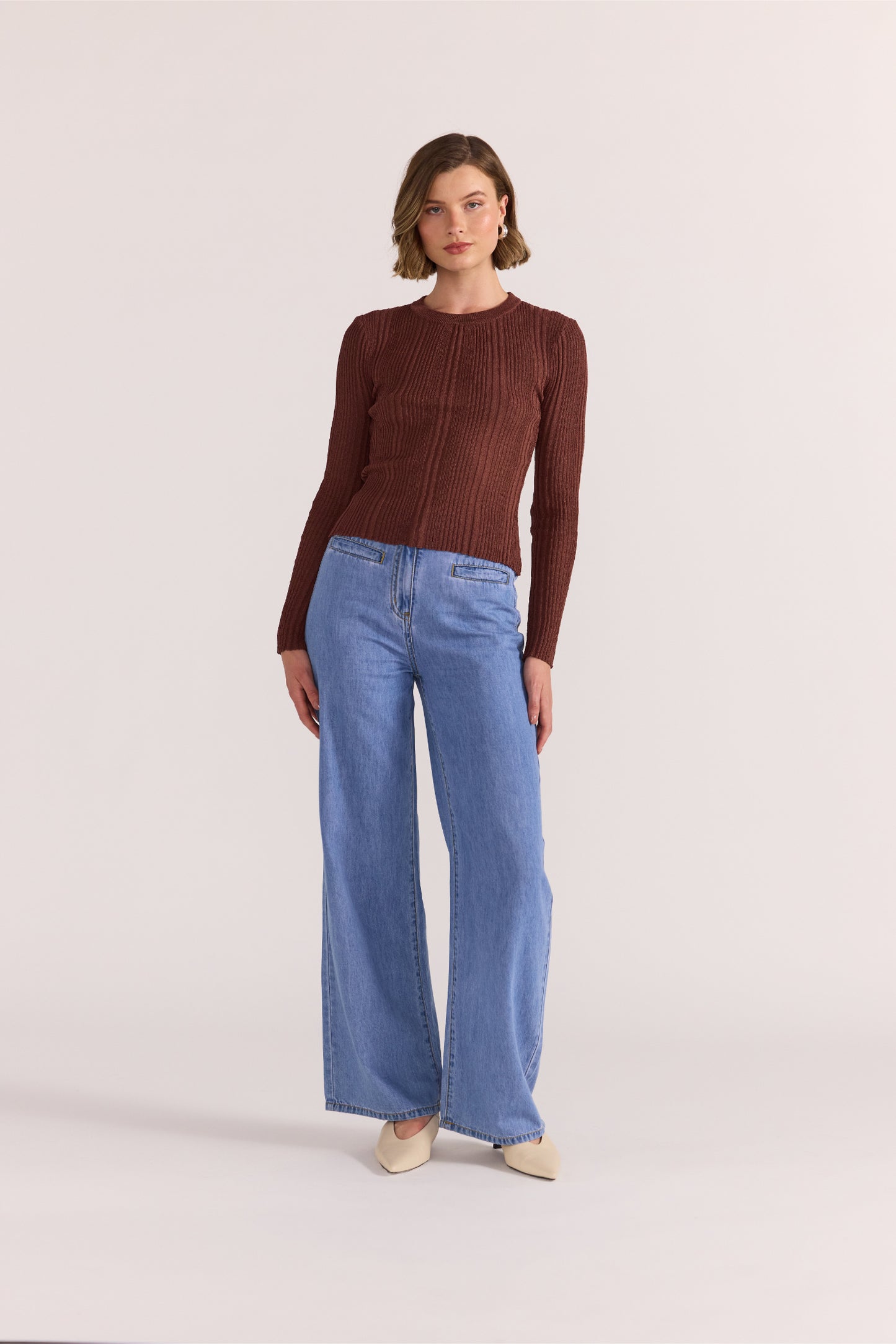 Luna Ribbed Knit Top - Nutmeg