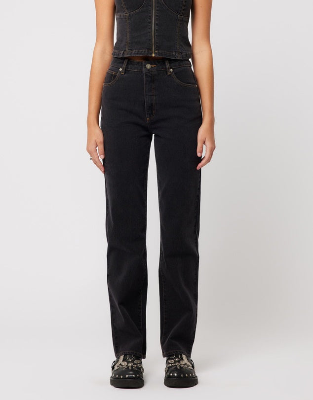 94 High Straight Cara Jeans - Washed Black