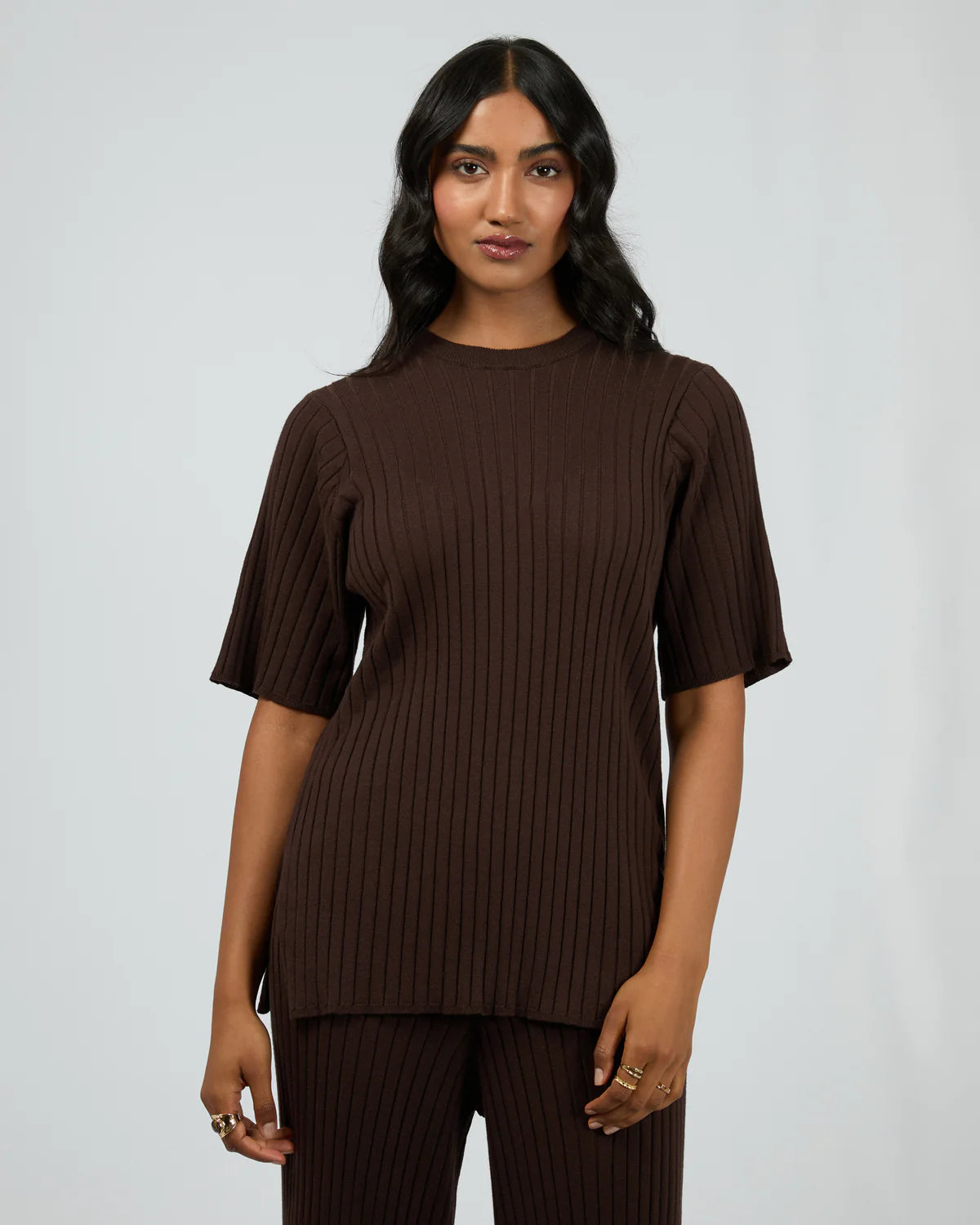 Bianca Knit Tee - Brown