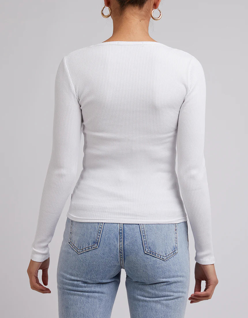 Rib Long Sleeve Top - White
