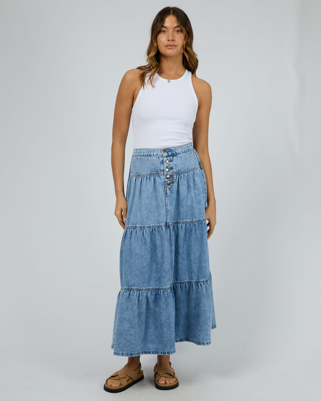 Coco Denim Maxi Skirt - Light Blue