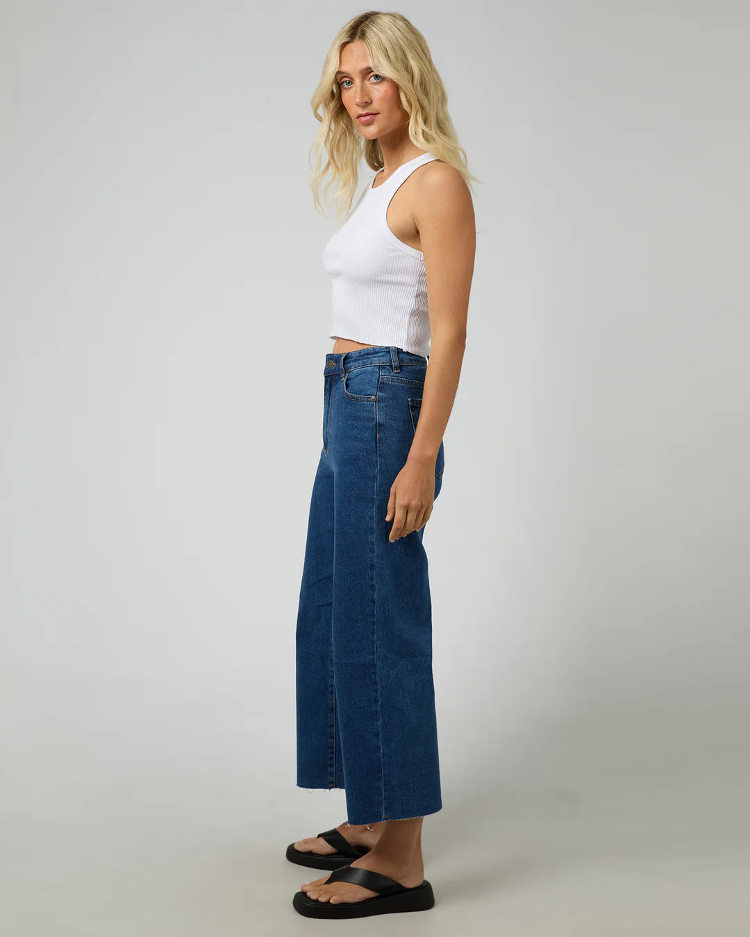 Charlie High Rise Wide Leg Jeans - Mid Blue
