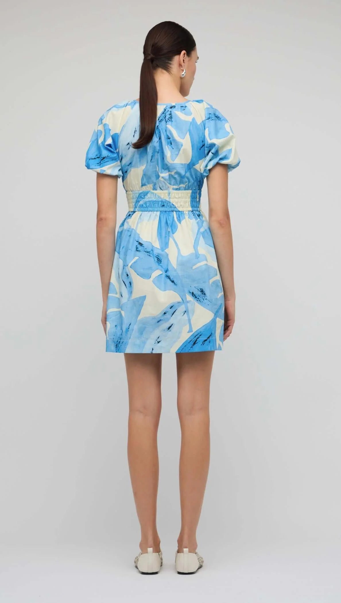Leilani Sleeved Mini Dress - Blue Leaf