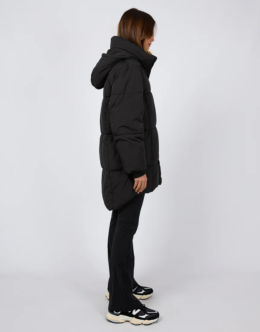 Remi Luxe Midi Puffer Jacket - Black