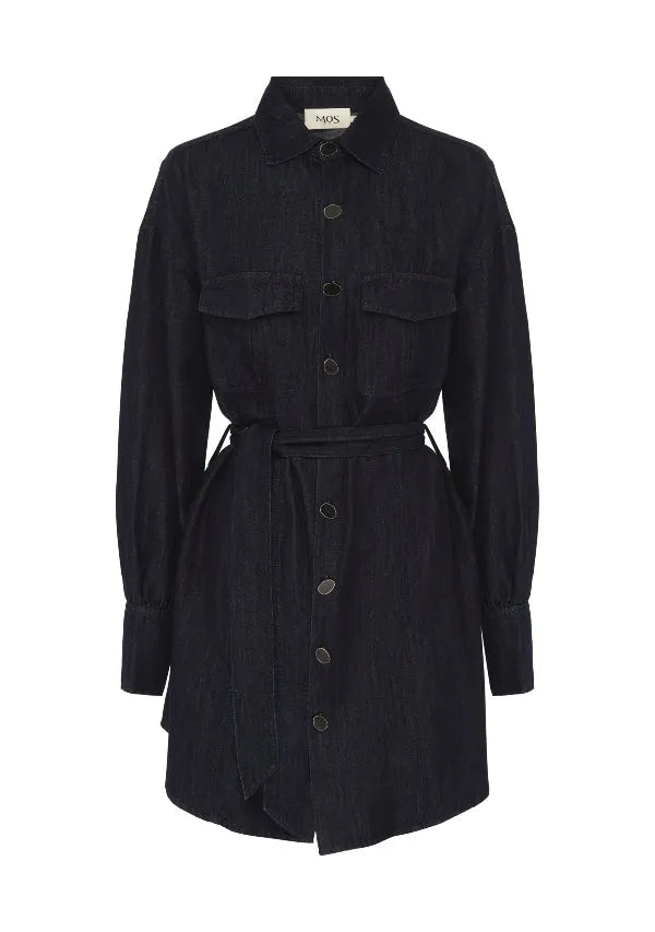 Ana Denim Shirt Mini Dress - Indigo by MOS The Label - in 6 | SWAACE