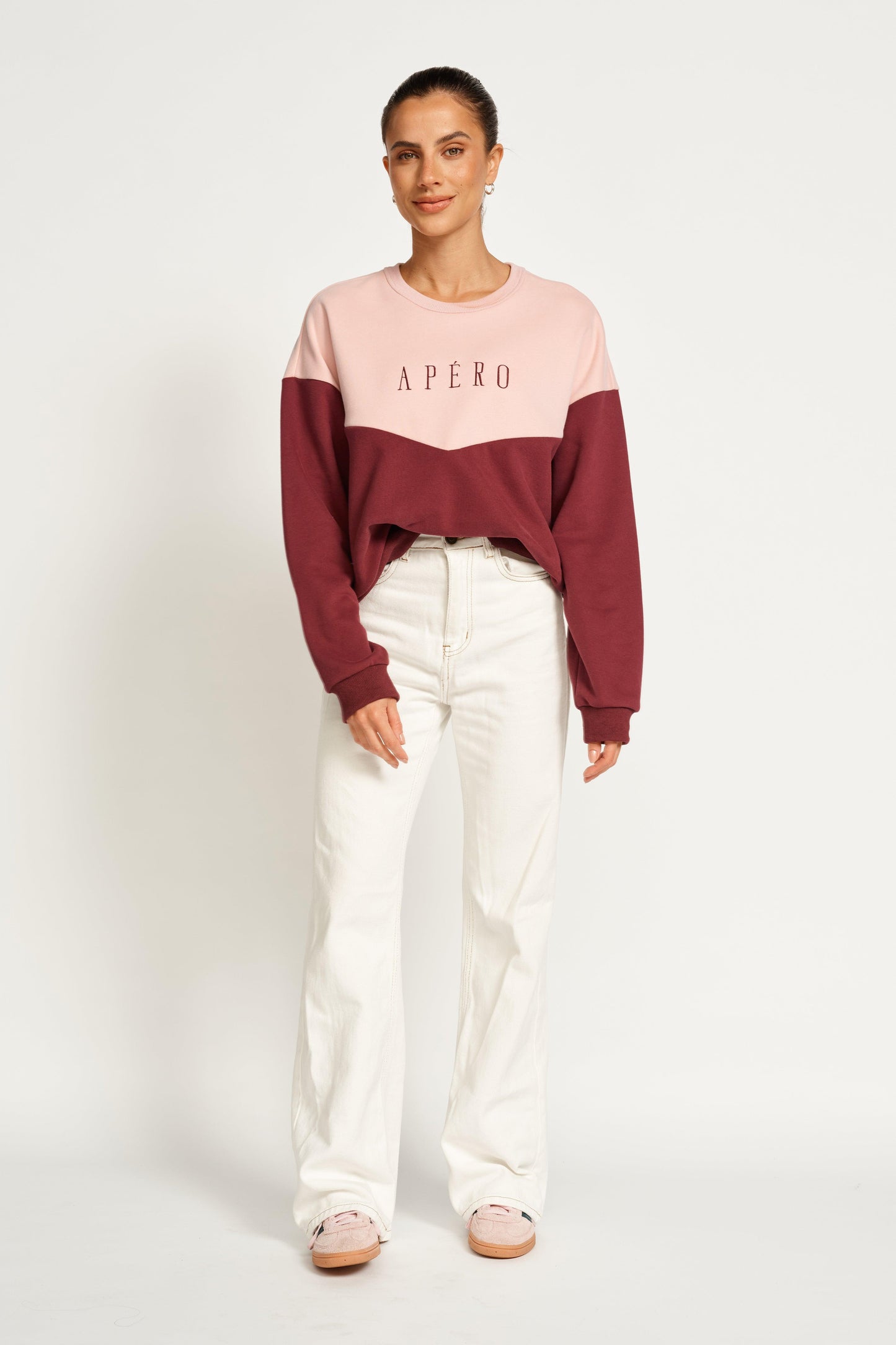 Intersect Junction Oversized Cropped Panel Jumper - Berry/Pink by Apero Label - in XS | SWAACE