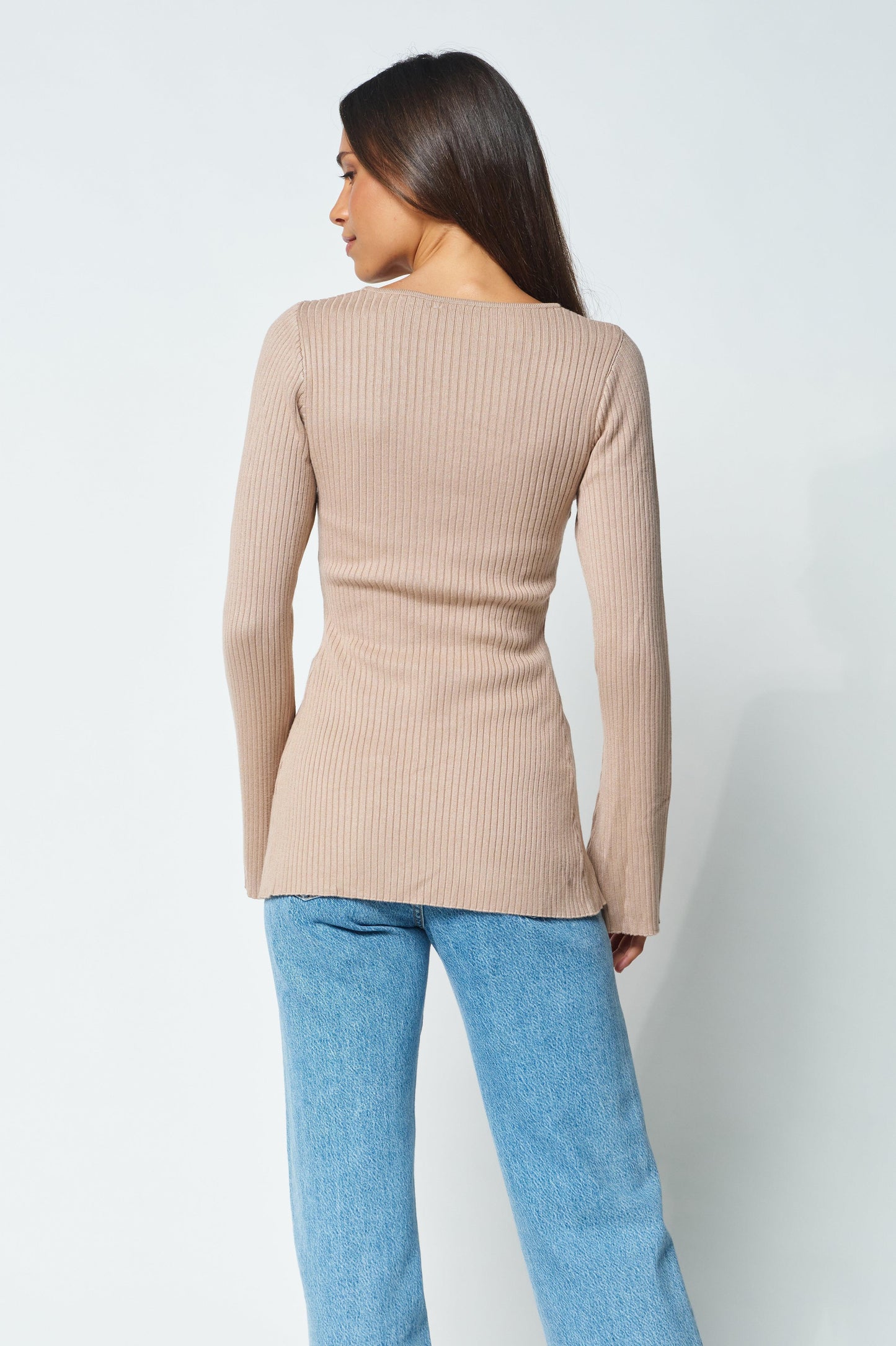 Kaia Zip-Front Knit Top - Mocha by Apero Label - in XS/S | SWAACE