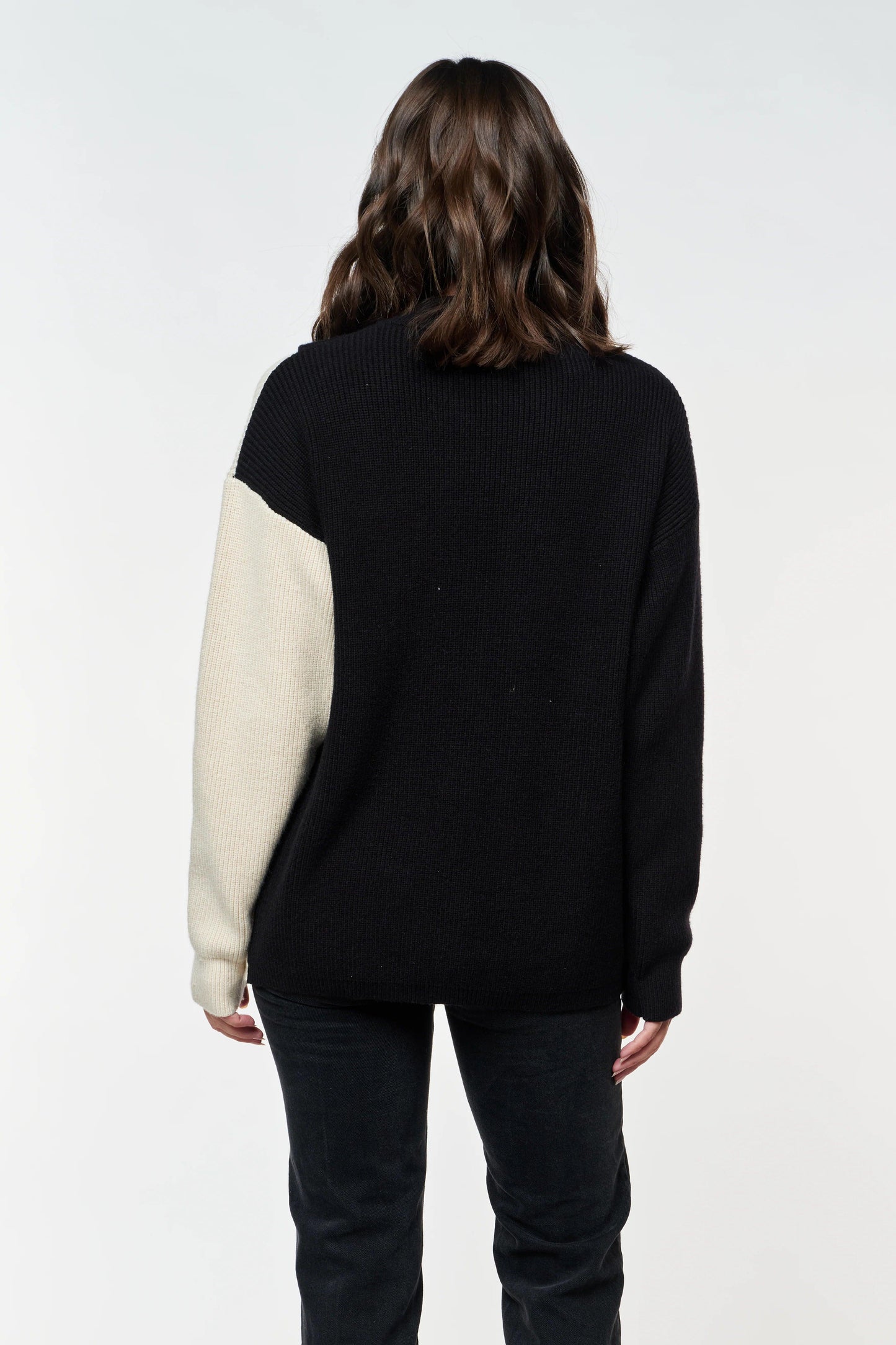 Gia Wrap Knit Jumper - Black/Cream by Apero Label - in XS | SWAACE