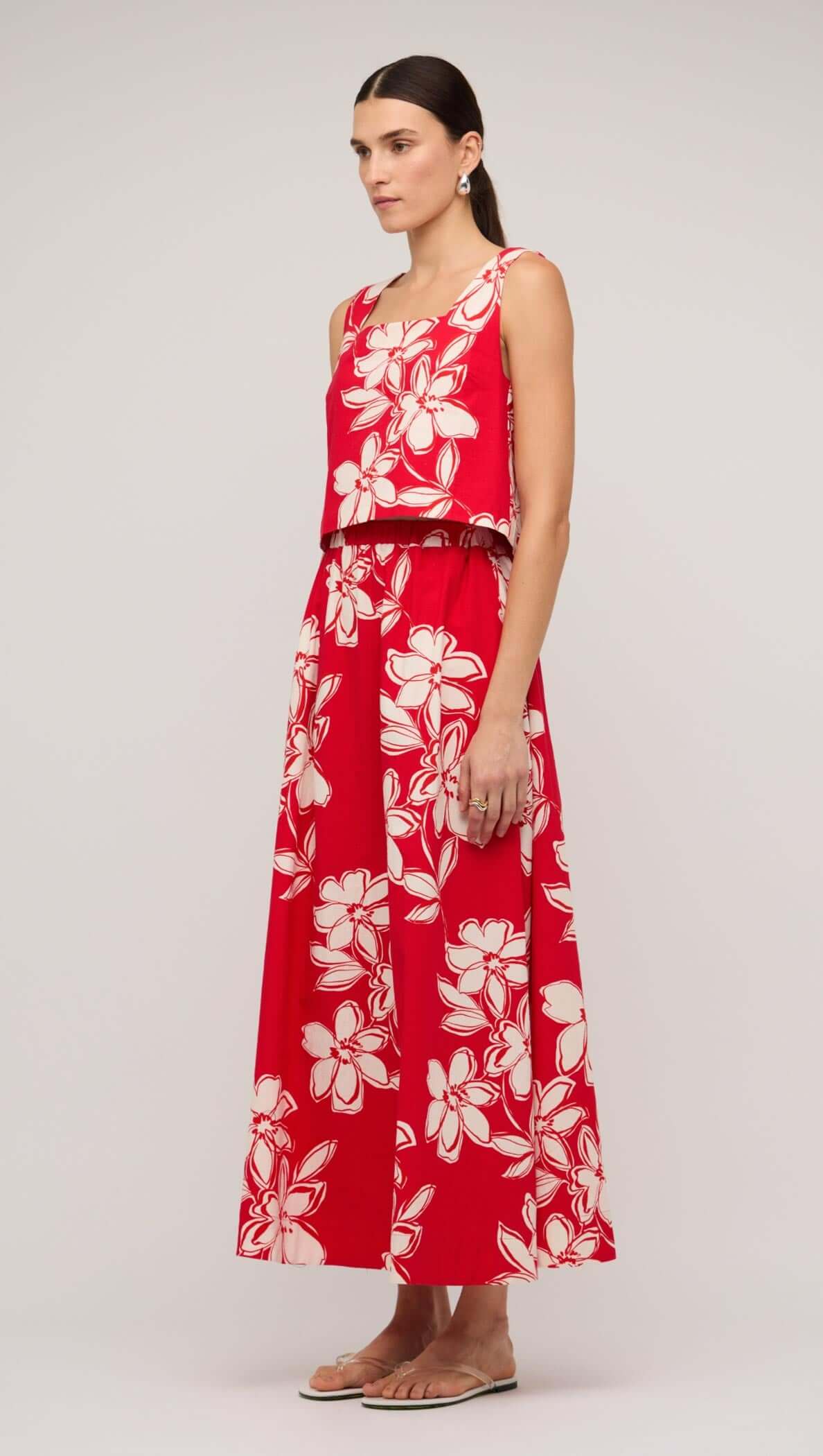 Elara Maxi Skirt - Red Floral