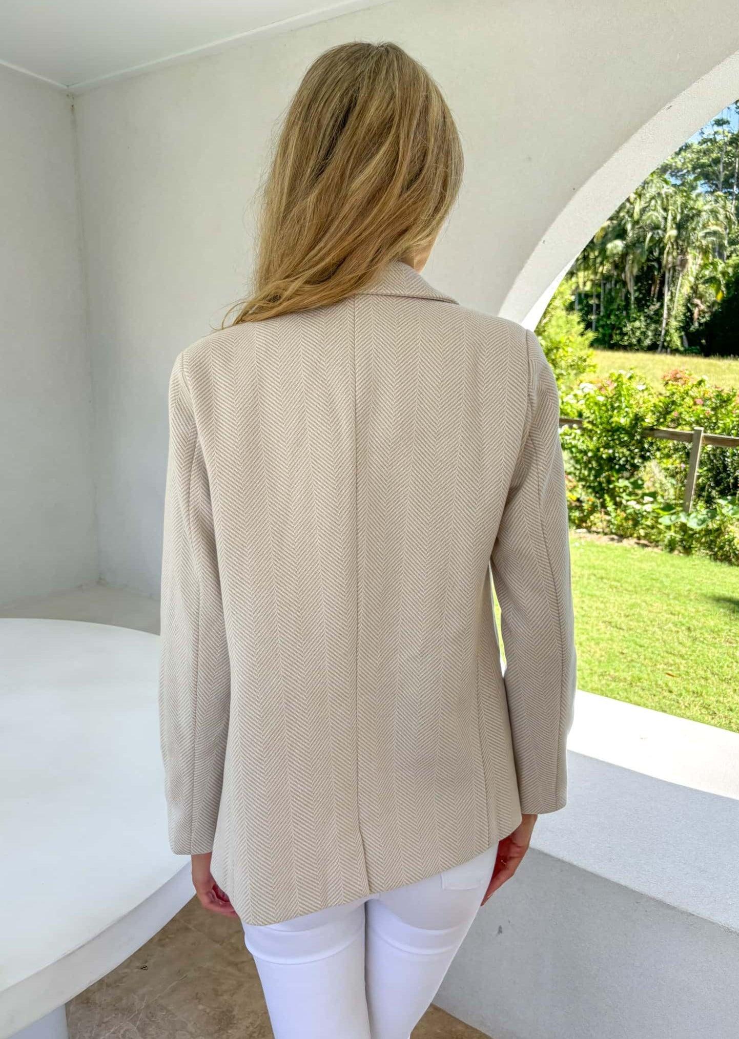 Bordeaux Blazer - Herringbone Sand by Mylk The Label - in 8 | SWAACE