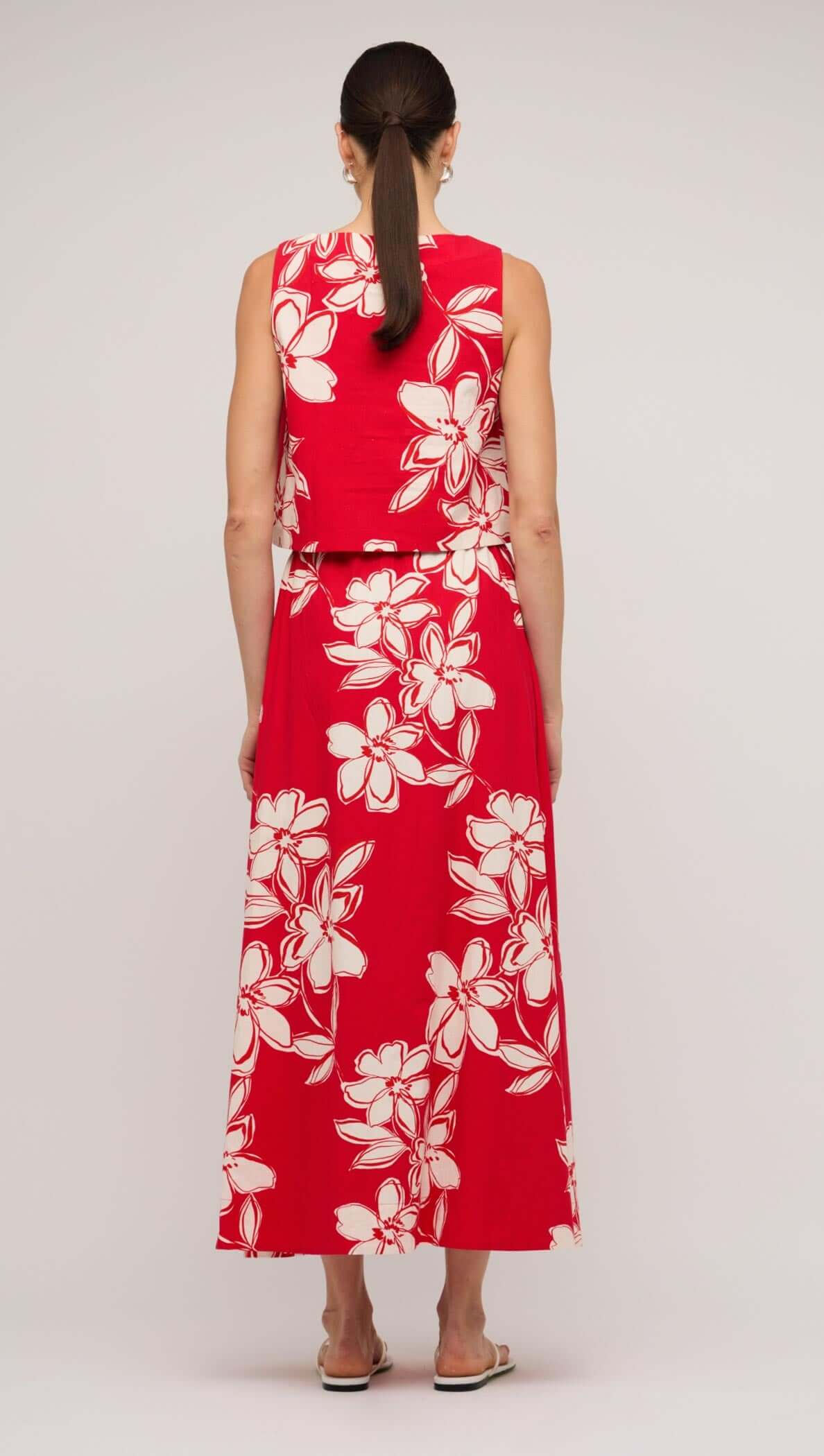 Elara Maxi Skirt - Red Floral