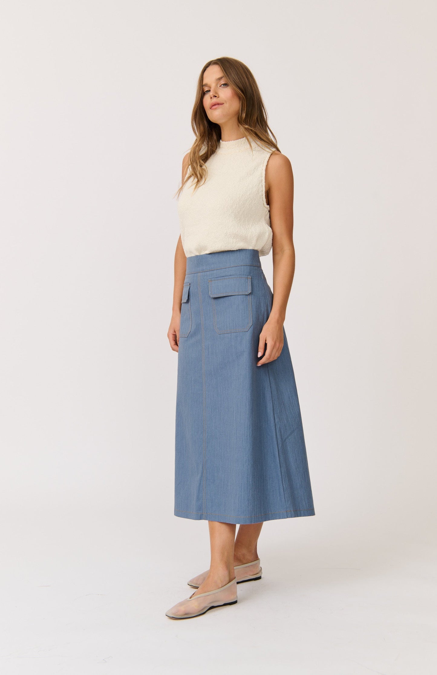 Astrid Skirt - Denim by Cartel & Willow - in XS | SWAACE