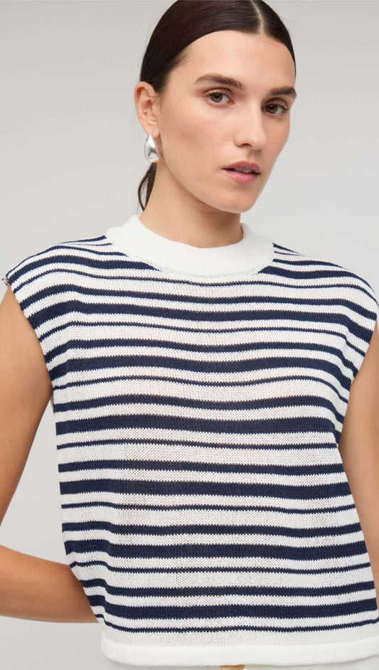 Palmer Stripe Knit Tank - White/Navy Stripe