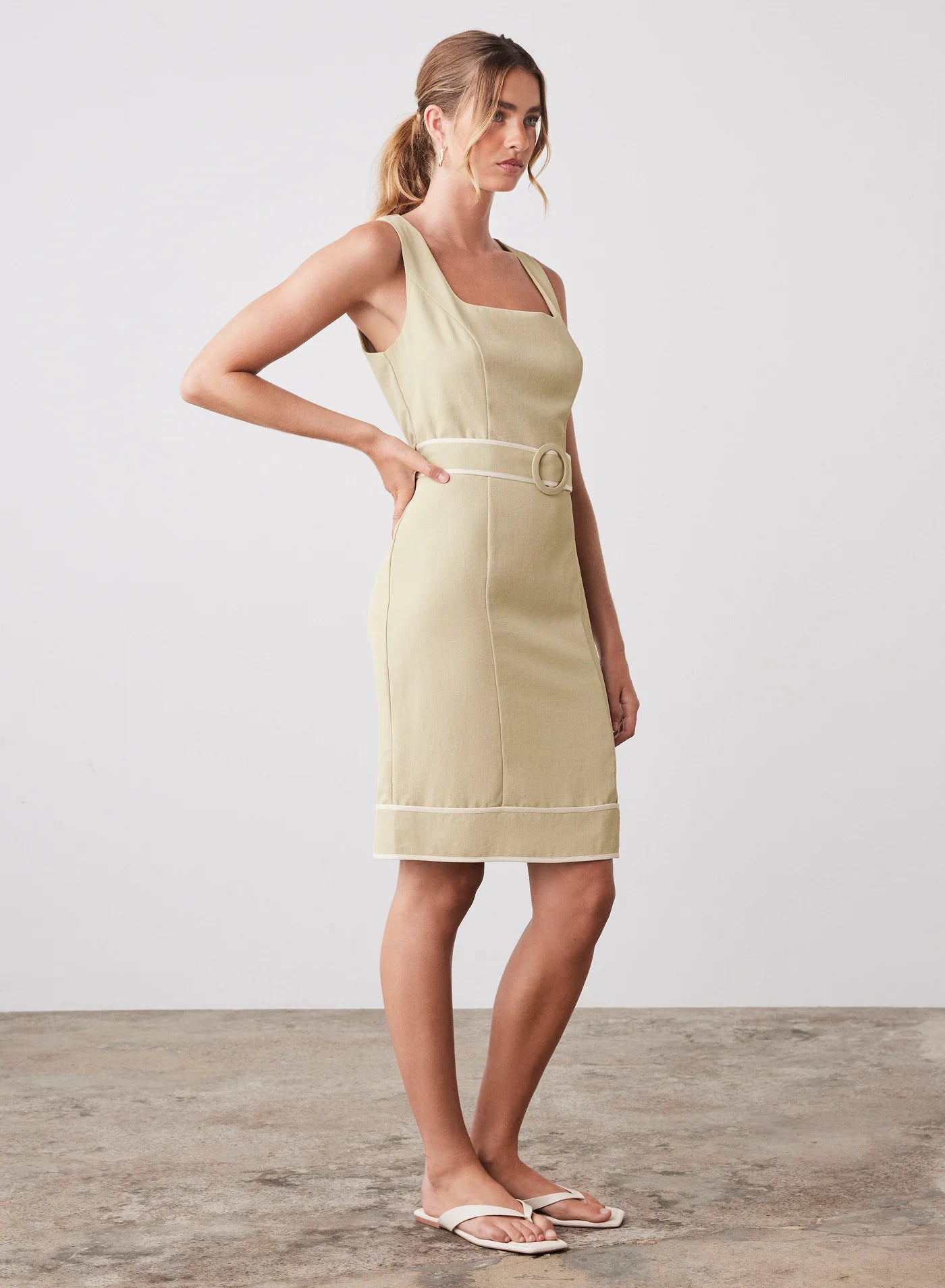 Voyage Dress - Celery/Cream