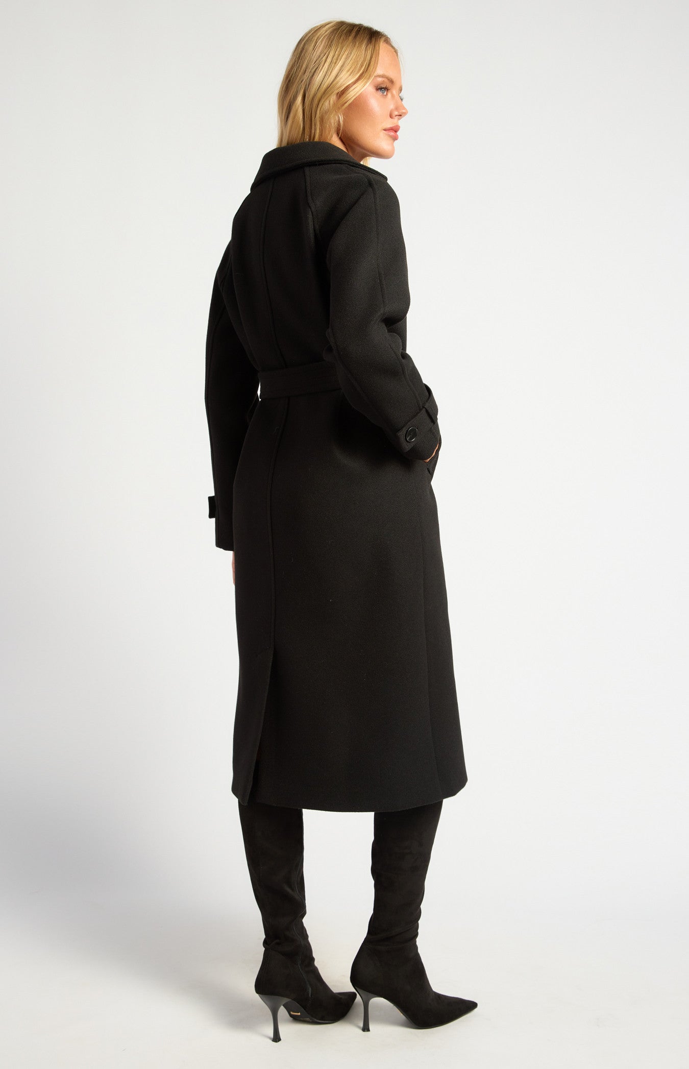 Heavyweight Felt Raglan Sleeve Coat - Black