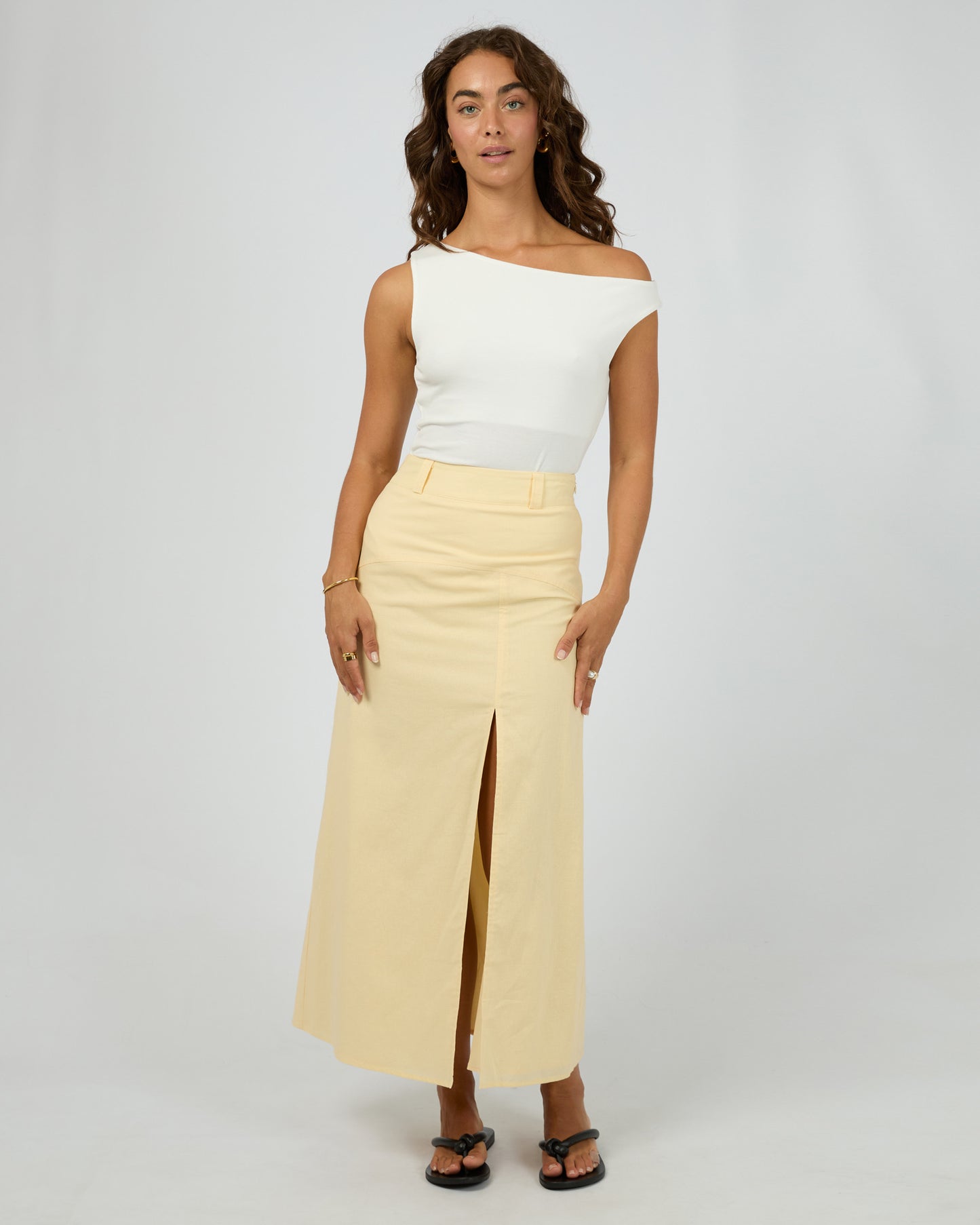 Alessa Linen Maxi Skirt - Yellow