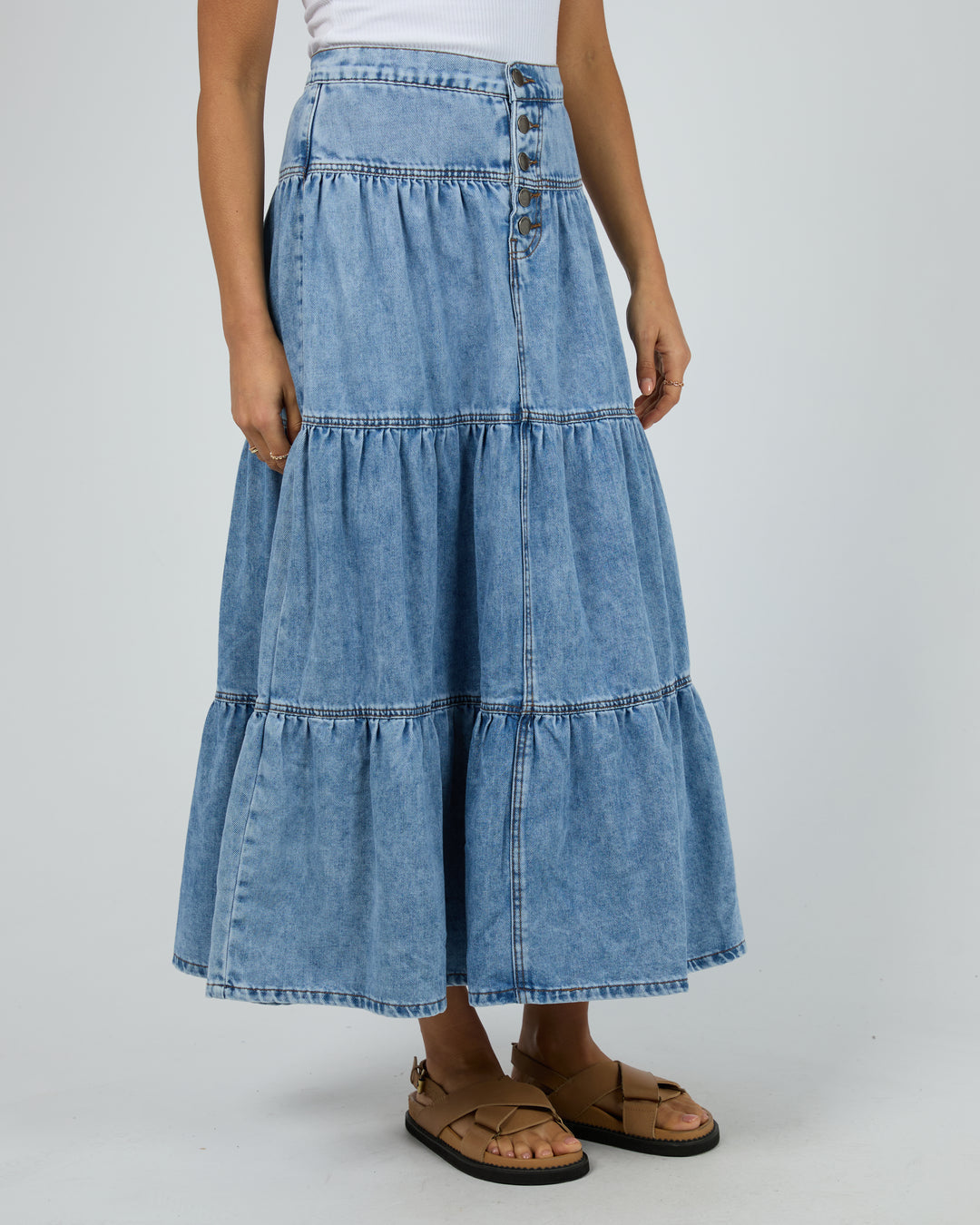 Coco Denim Maxi Skirt - Light Blue