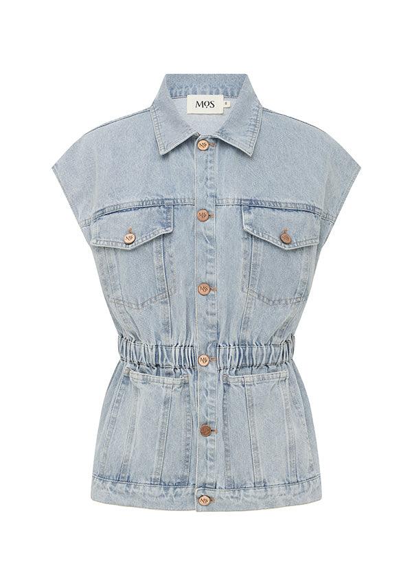 Lucia Denim Vest - Blue Wash by MOS The Label - in 6 | SWAACE